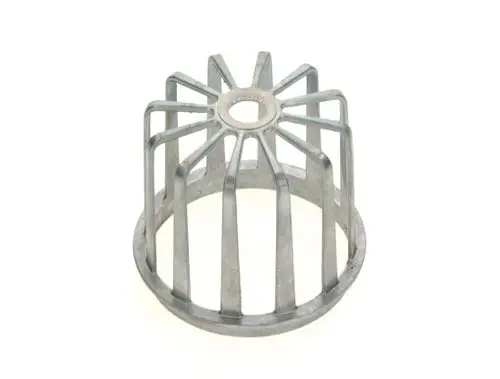 Windschutz aus Metall mit offenen Lamellen, hergestellt von Bosch, zur Verwendung in mechanischen Anwendungen oder als Schutzvorrichtung.